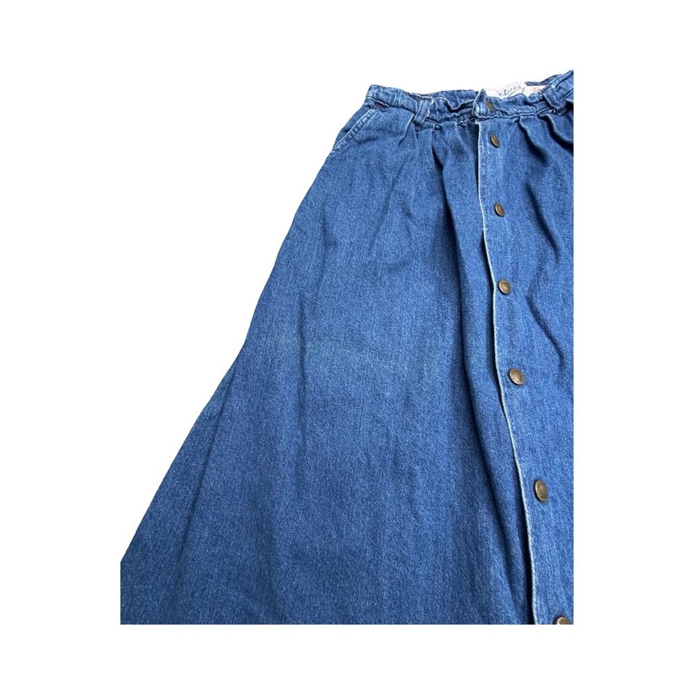Weathered Blues Denim Skirt Womens 6 24x32 Blue Button Front Midi Cotton USA - Picture 11 of 12